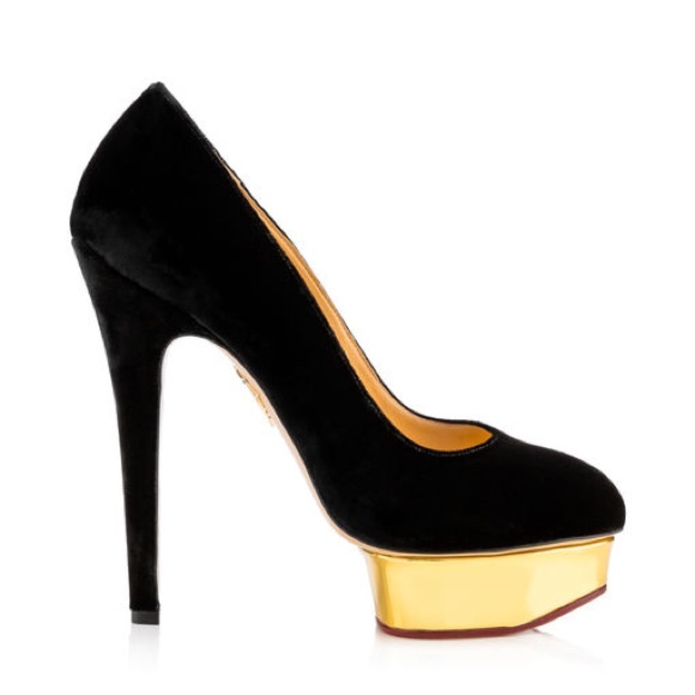 NIB Charlotte Olympia Suede Dolly Pump Black 40
